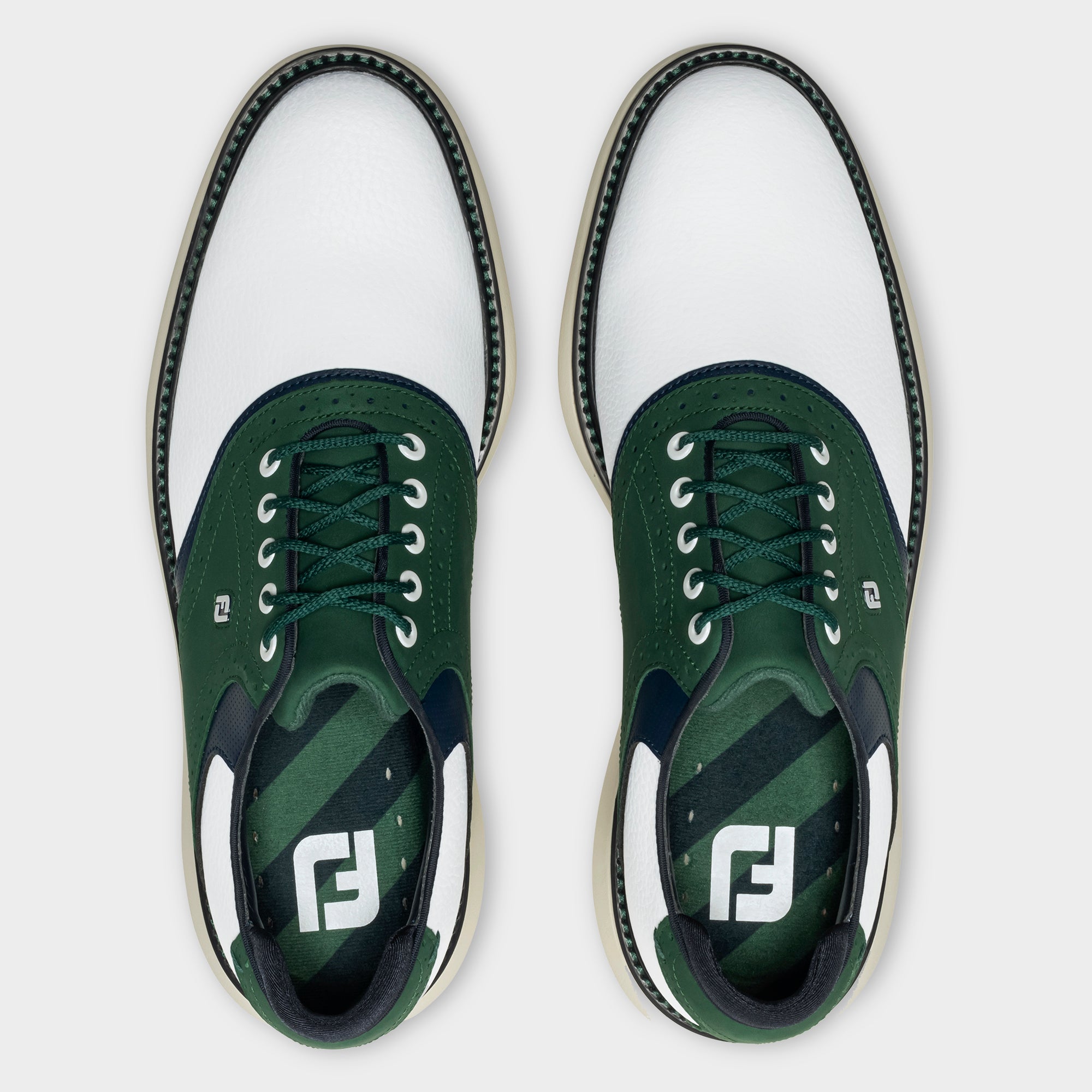 FOOTJOY TRADITIONS LE -- WHITE/NAVY/GREEN