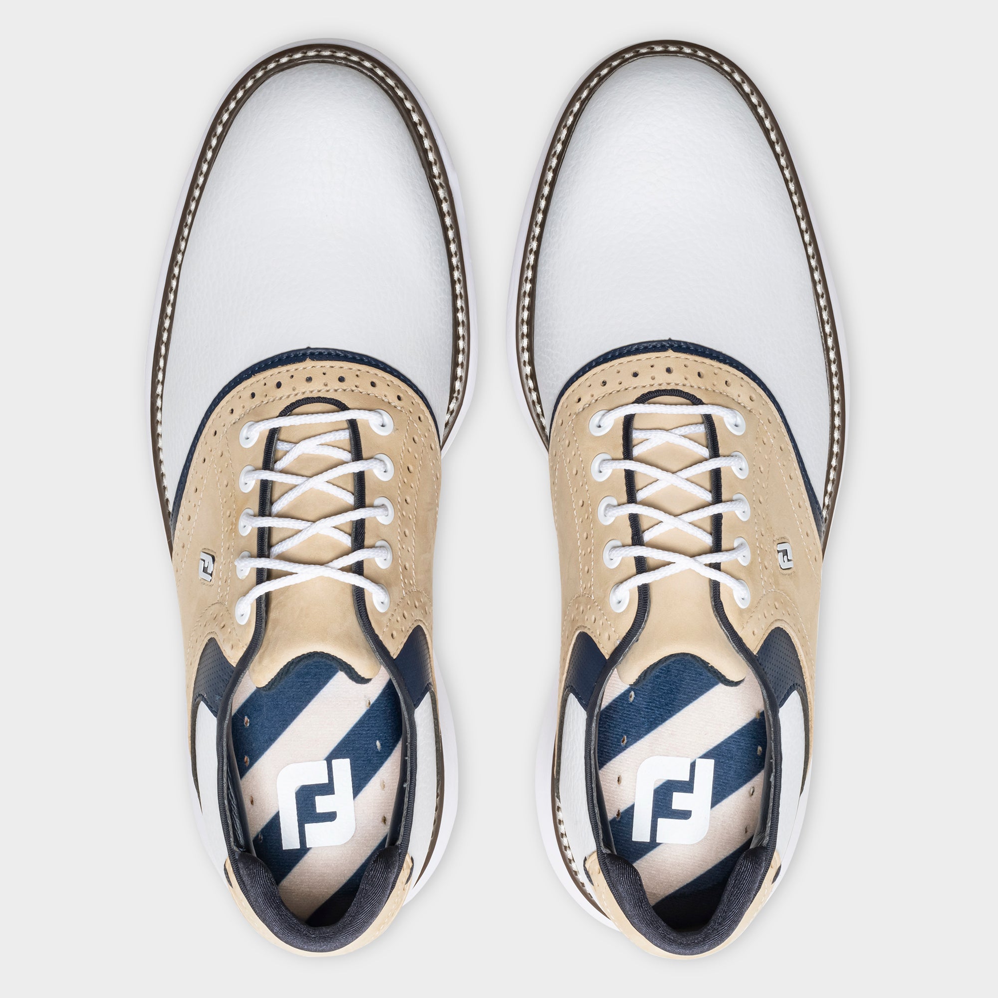 FOOTJOY TRADITIONS LE -- WHITE/KHAKI/NAVY