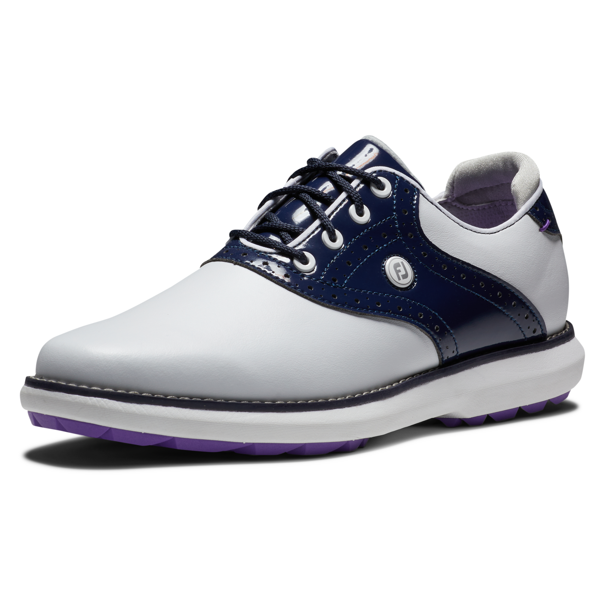 FOOTJOY WOMEN'S TRADITIONS SPIKELESS -- WHITE/NAVY