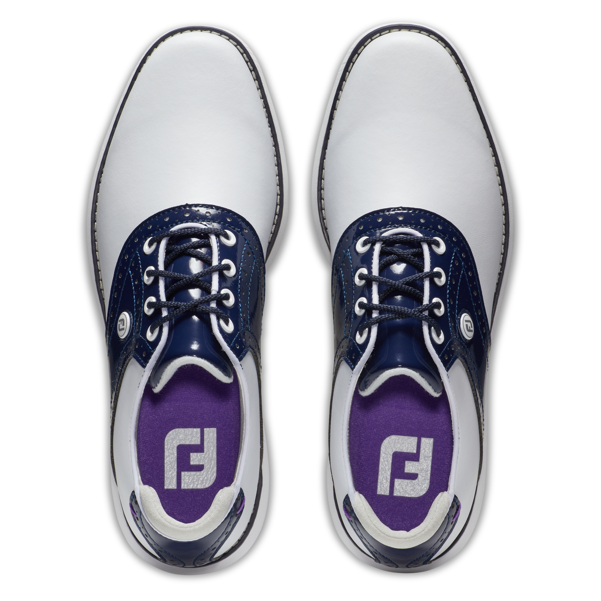 FOOTJOY WOMEN'S TRADITIONS SPIKELESS -- WHITE/NAVY