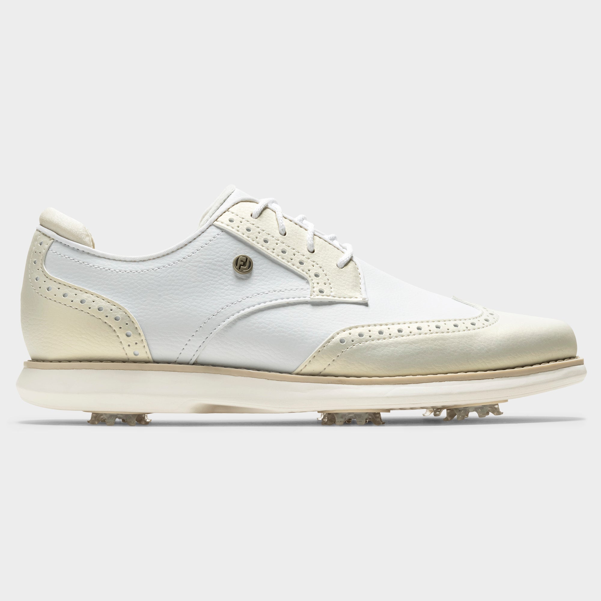 FOOTJOY WOMEN'S TRADITIONS WING TIP -- WHITE/GOLD