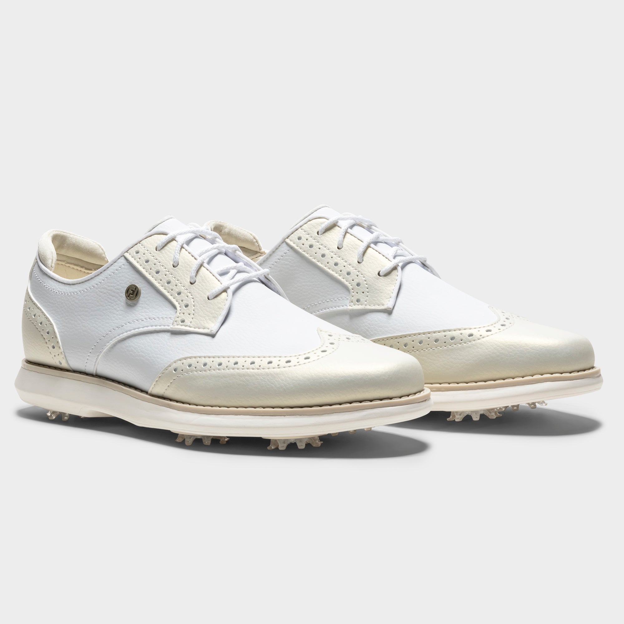 FOOTJOY WOMEN'S TRADITIONS WING TIP -- WHITE/GOLD