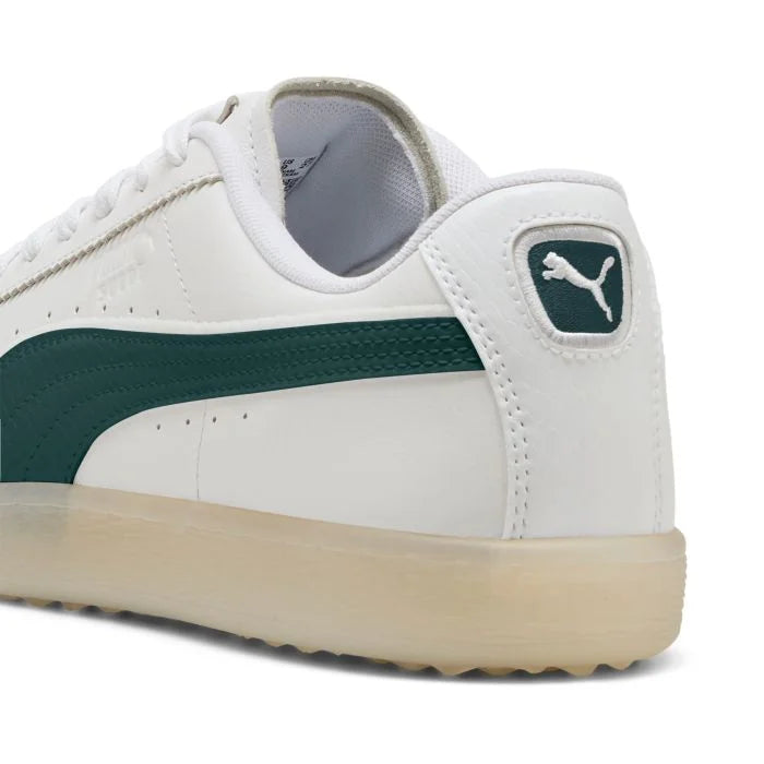 PUMA SUEDE G SPIKELESS GOLF SHOE -- WHITE/GREEN