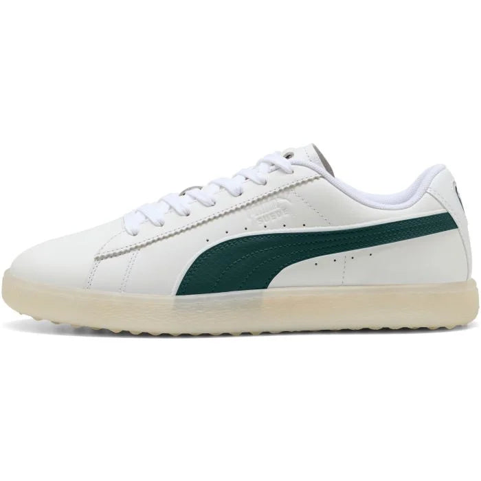 PUMA SUEDE G SPIKELESS GOLF SHOE -- WHITE/GREEN
