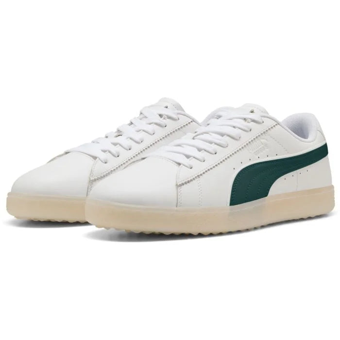 PUMA SUEDE G SPIKELESS GOLF SHOE -- WHITE/GREEN