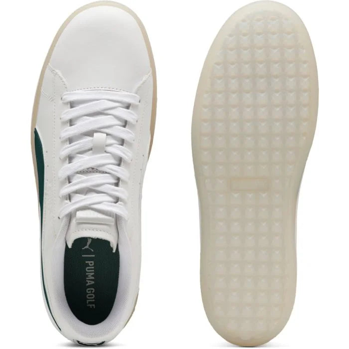 PUMA SUEDE G SPIKELESS GOLF SHOE -- WHITE/GREEN