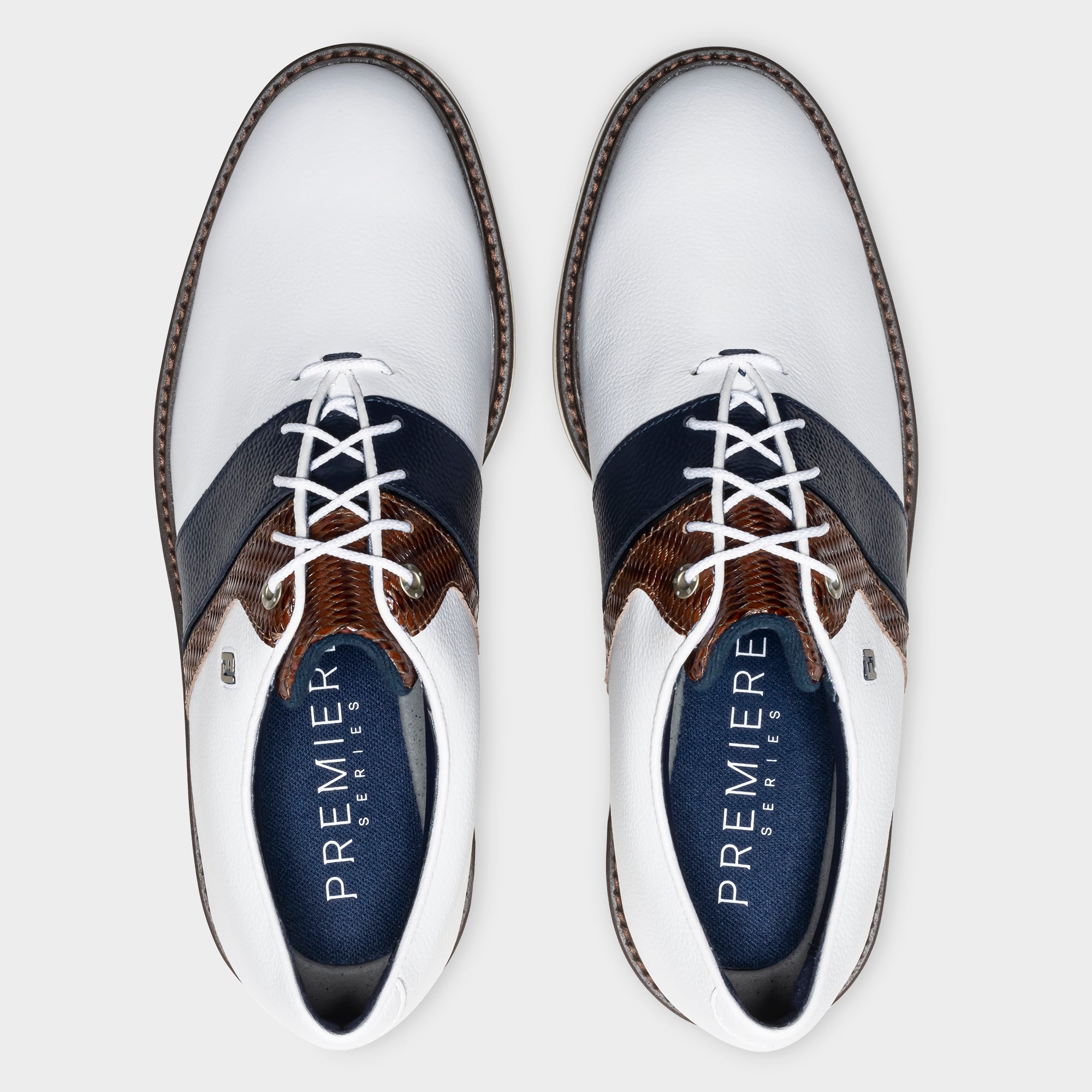 FOOTJOY PREMIERE SERIES PACKARD LX -- WHITE/NAVY/CHESTNUT
