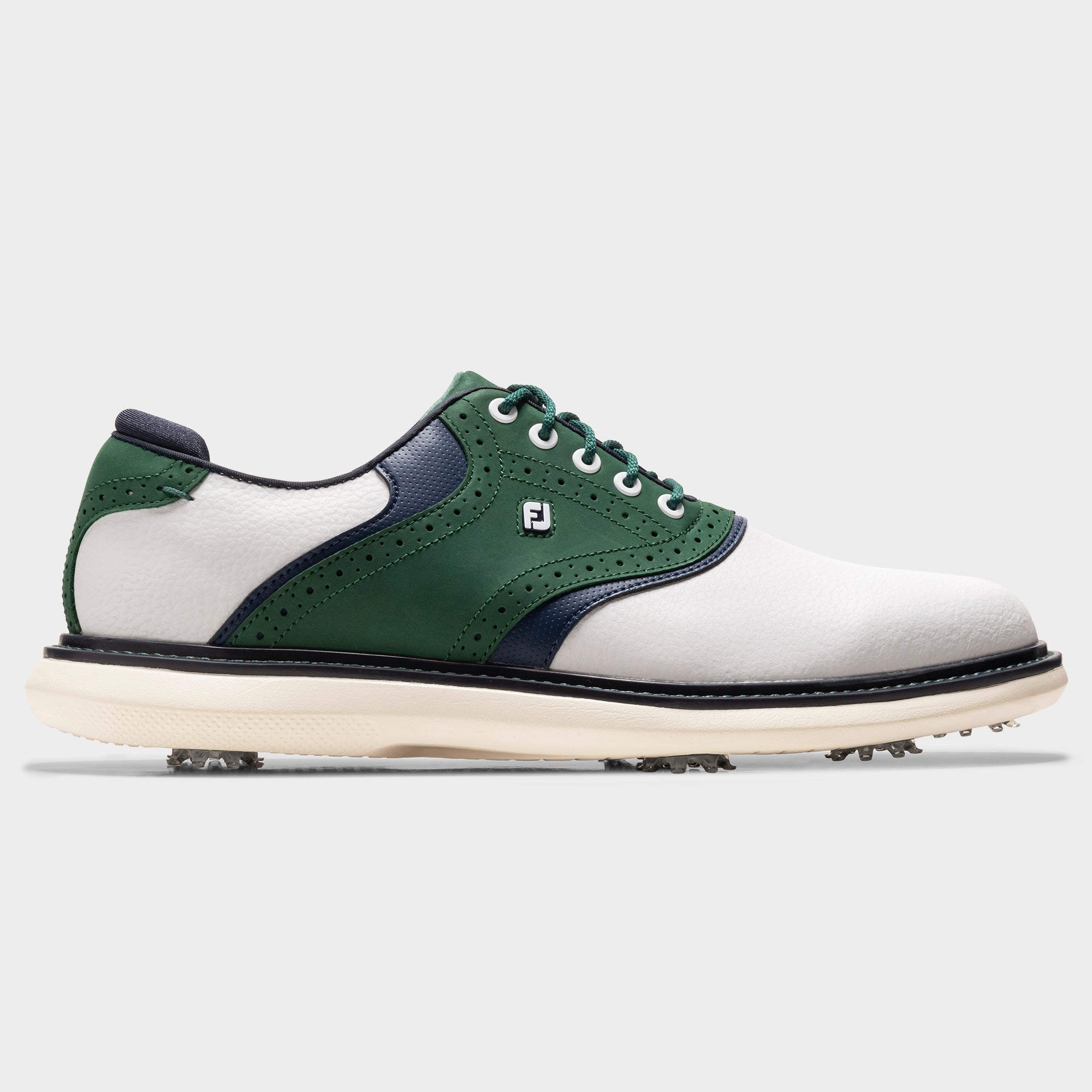 FOOTJOY TRADITIONS LE -- WHITE/NAVY/GREEN – New York Golf Center