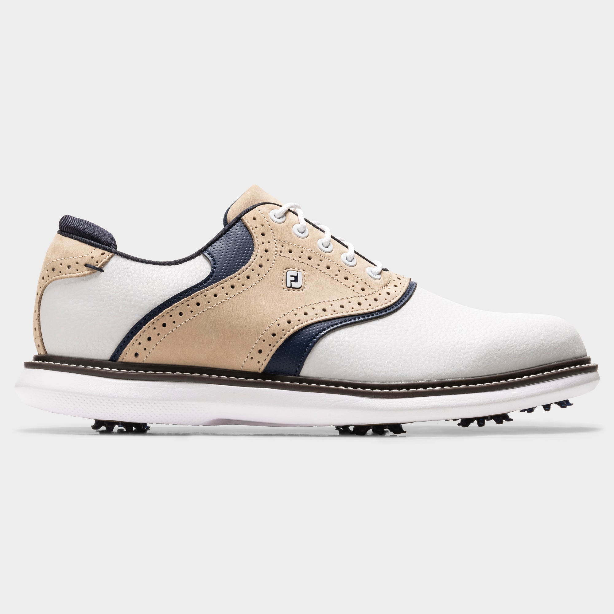 FOOTJOY TRADITIONS LE -- WHITE/KHAKI/NAVY – New York Golf Center