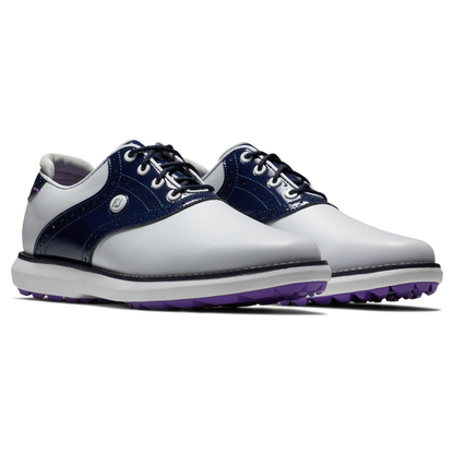 FOOTJOY WOMEN'S TRADITIONS SPIKELESS -- WHITE/NAVY