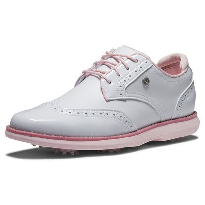 FOOTJOY WOMEN'S TRADITIONS WING TIP -- WHITE/PINK