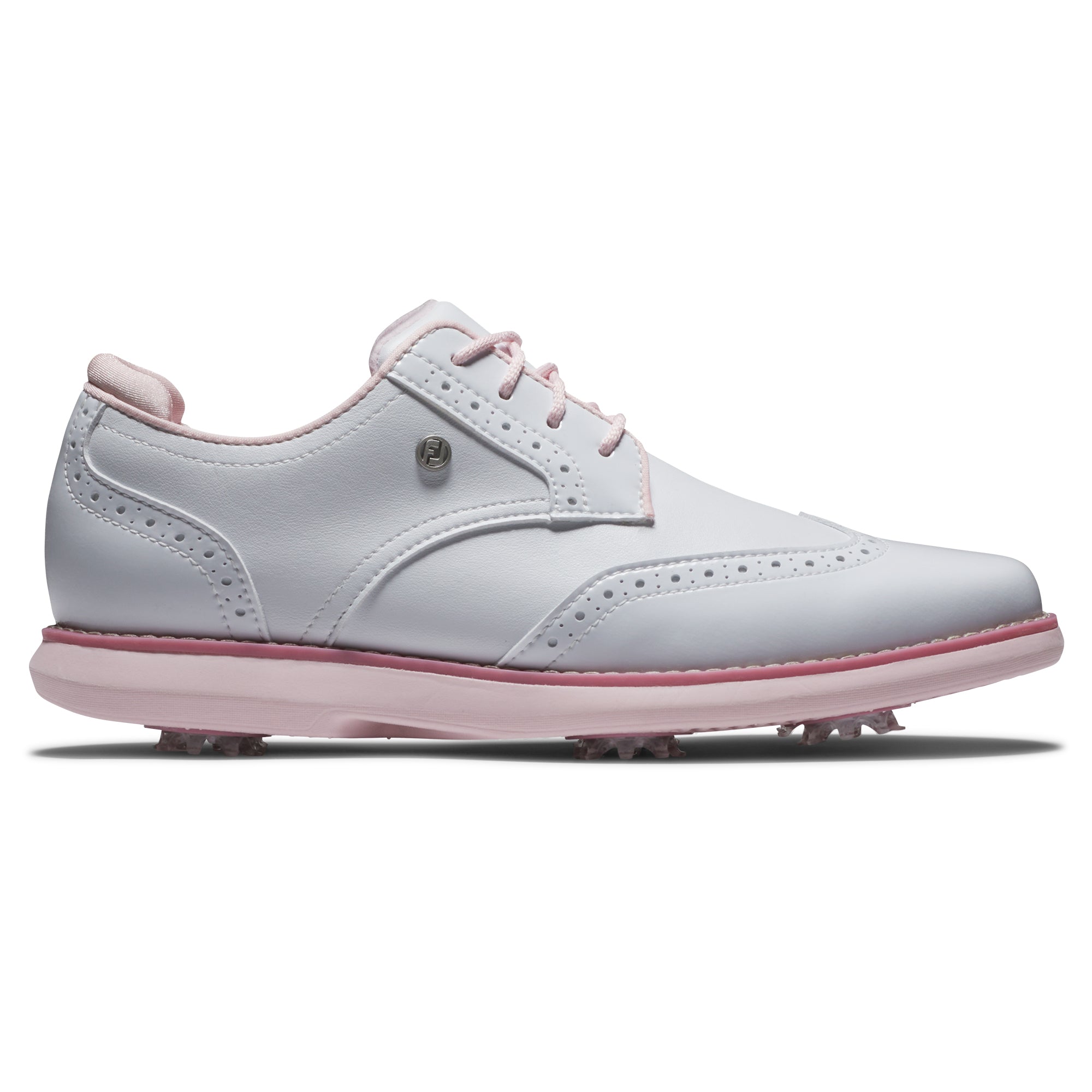 FOOTJOY WOMEN'S TRADITIONS WING TIP -- WHITE/PINK – New York Golf