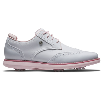FOOTJOY WOMEN'S TRADITIONS WING TIP -- WHITE/PINK