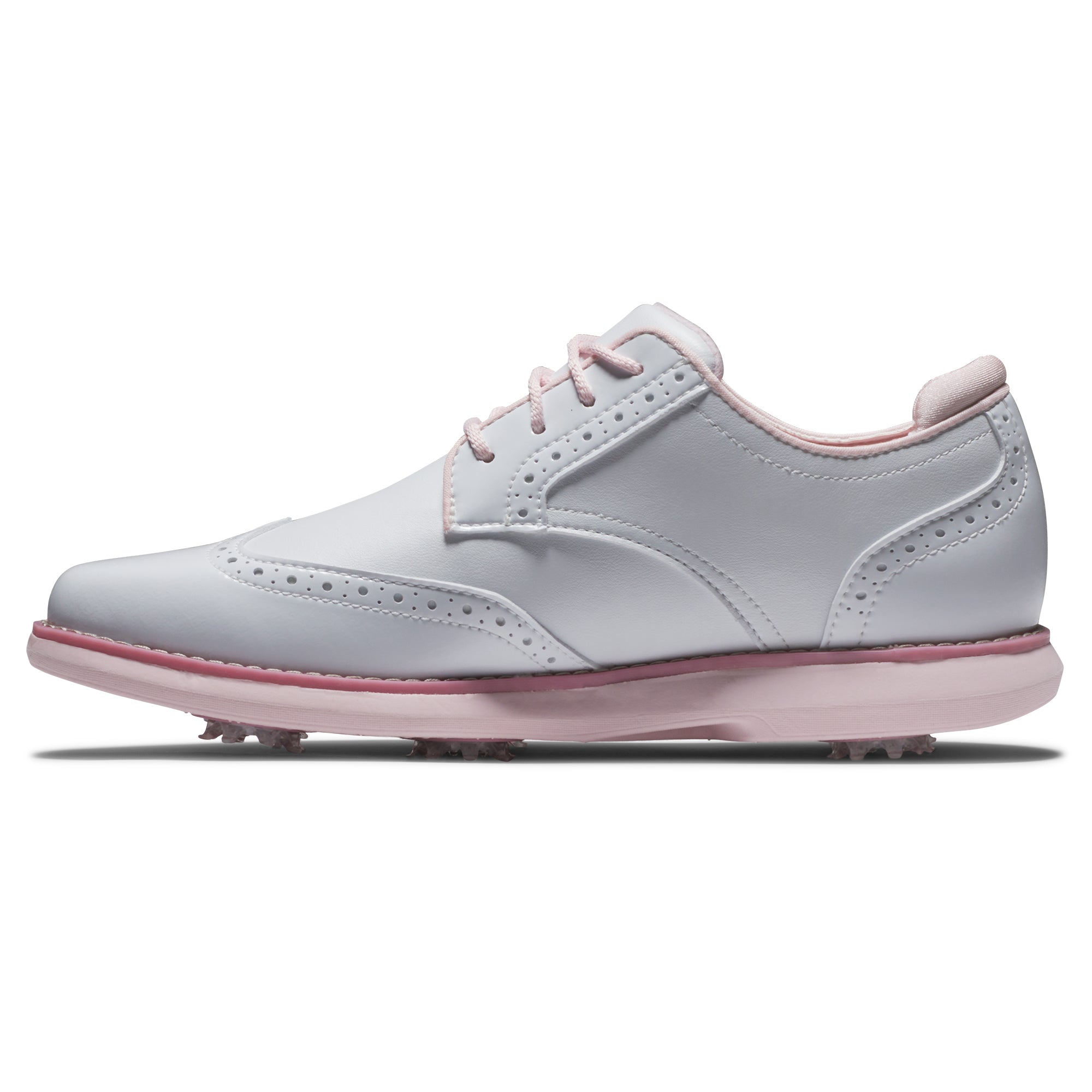 FOOTJOY WOMEN'S TRADITIONS WING TIP -- WHITE/PINK