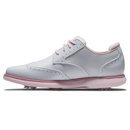 FOOTJOY WOMEN'S TRADITIONS WING TIP -- WHITE/PINK