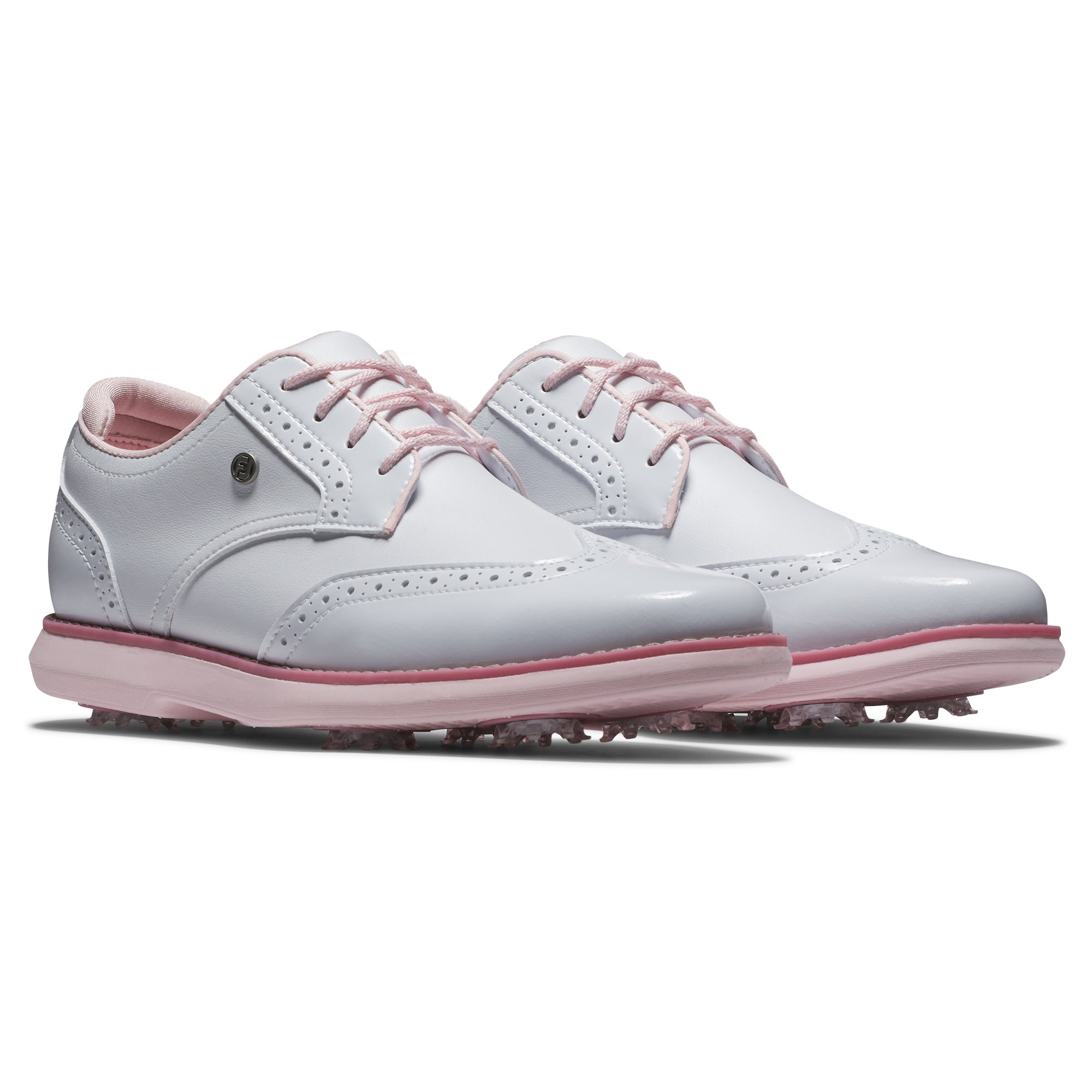 FOOTJOY WOMEN'S TRADITIONS WING TIP -- WHITE/PINK