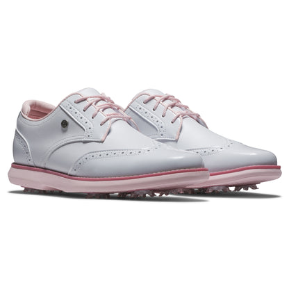FOOTJOY WOMEN'S TRADITIONS WING TIP -- WHITE/PINK