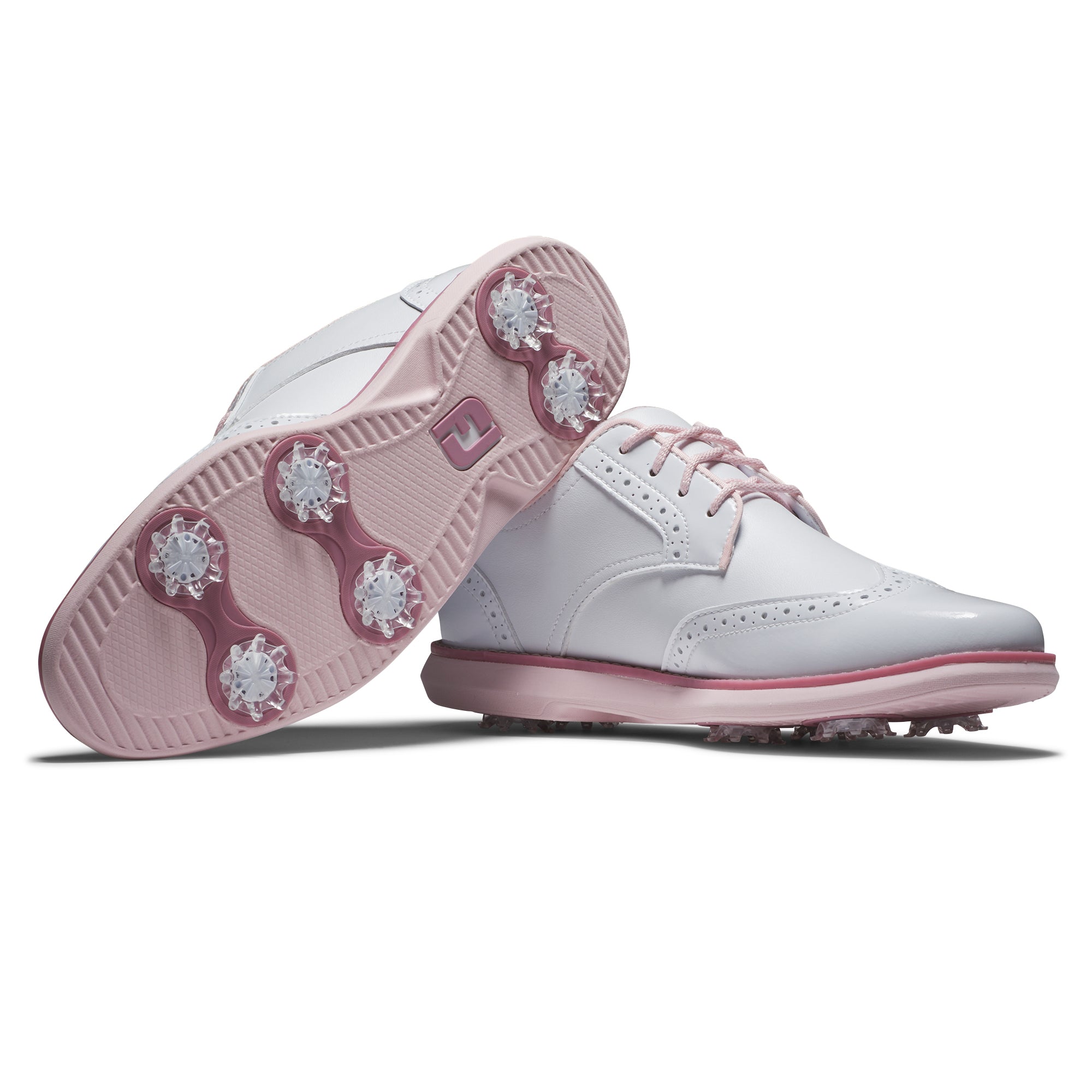 FOOTJOY WOMEN'S TRADITIONS WING TIP -- WHITE/PINK