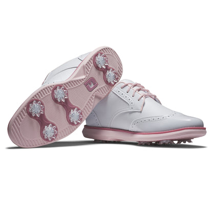 FOOTJOY WOMEN'S TRADITIONS WING TIP -- WHITE/PINK