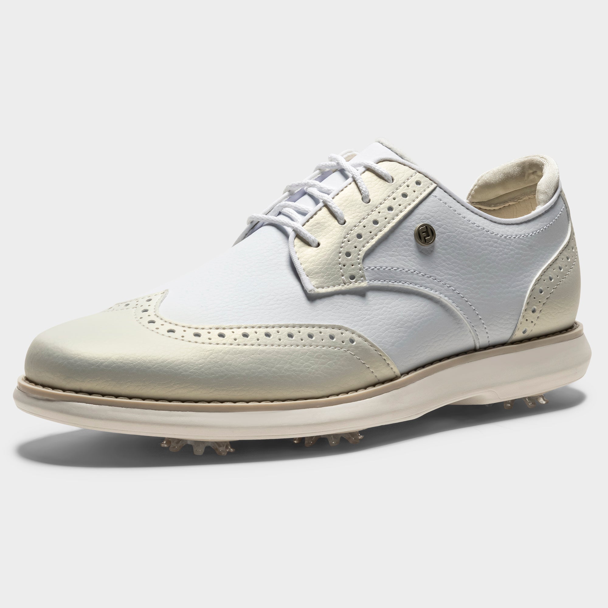 FOOTJOY WOMEN'S TRADITIONS WING TIP -- WHITE/GOLD