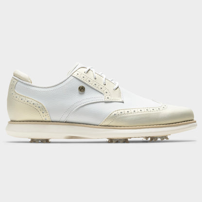 FOOTJOY WOMEN'S TRADITIONS WING TIP -- WHITE/GOLD