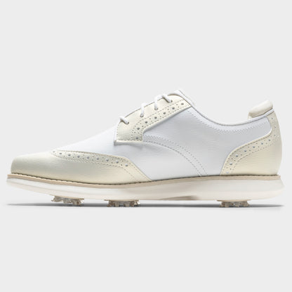 FOOTJOY WOMEN'S TRADITIONS WING TIP -- WHITE/GOLD
