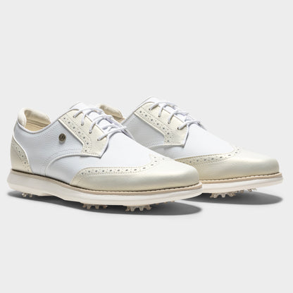 FOOTJOY WOMEN'S TRADITIONS WING TIP -- WHITE/GOLD