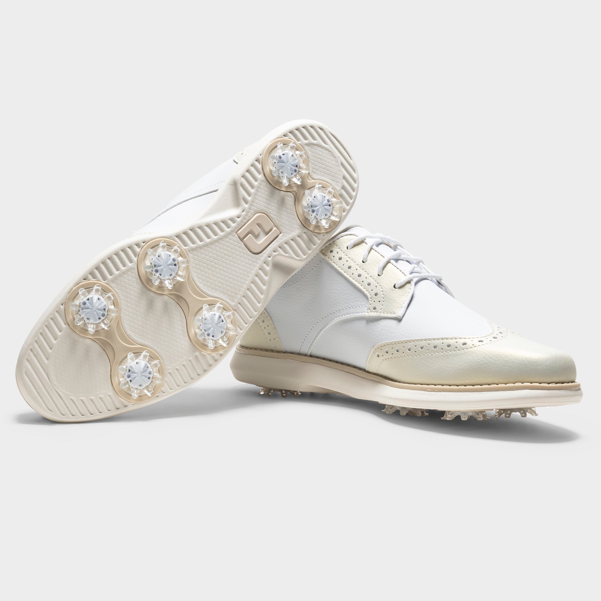 FOOTJOY WOMEN'S TRADITIONS WING TIP -- WHITE/GOLD