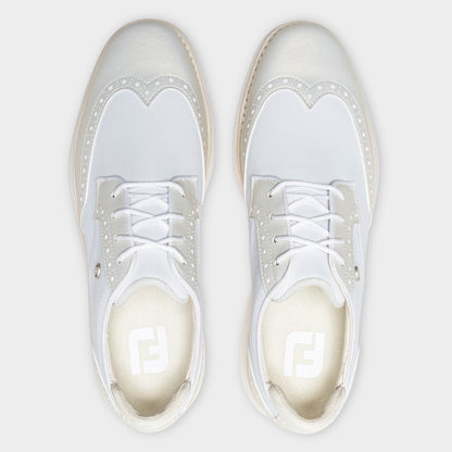 FOOTJOY WOMEN'S TRADITIONS WING TIP -- WHITE/GOLD