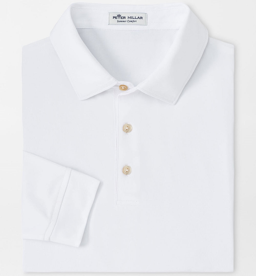 Peter Millar Lyons Long-Sleeve Performance Polo - White